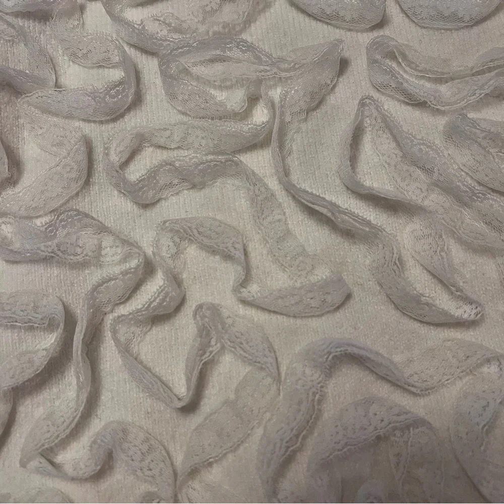 Zara Raised Effect Sweater with Ribbon Detail White Large Coquette Feminine - Picture 14 of 14